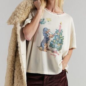 We The Free Merry Meowy Waffle Knit Holiday Tee